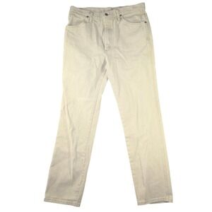 Wrangler 35x34 Beige Cotton Straight Leg Jeans Mens Classic Fit Neutral workwear